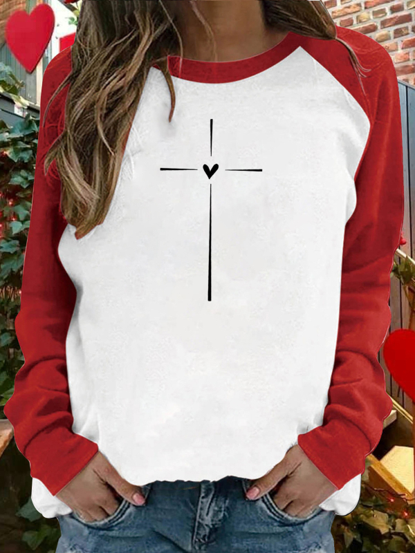 Γυναικείο τοπ raglan με μακριά μανίκια για την ημέρα του Αγίου Βαλεντίνου, νέο, γυναικείο 2024, νέο, καθημερινό, casual, χαλαρό, γυναικείο