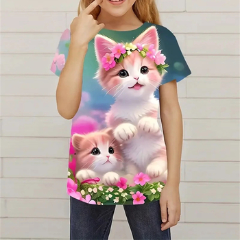 Νέο μπλουζάκι Garden Cat με τρισδιάστατη εκτύπωση 2024, μοντέρνο και πρωτότυπο παιδικό μπλουζάκι για πάρτι, καθημερινό μπλουζάκι για γυναίκες