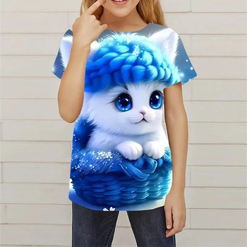 Νέο μπλουζάκι Garden Cat με τρισδιάστατη εκτύπωση 2024, μοντέρνο και πρωτότυπο παιδικό μπλουζάκι για πάρτι, καθημερινό μπλουζάκι για γυναίκες