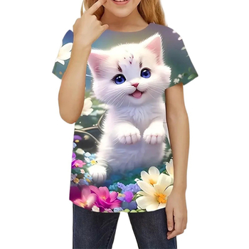 Νέο μπλουζάκι Garden Cat με τρισδιάστατη εκτύπωση 2024, μοντέρνο και πρωτότυπο παιδικό μπλουζάκι για πάρτι, καθημερινό μπλουζάκι για γυναίκες