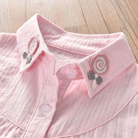 Πουκάμισα για κορίτσια 2025 Νέα Παιδικά Πουκάμισα με Γλειφιτζούρια από Βαμβάκι σε Κορεάτικο Στυλ, Μοντέρνα Πουκάμισα Babydoll σε Πρεπύπ Στυλ