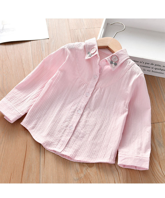 Πουκάμισα για κορίτσια 2025 Νέα Παιδικά Πουκάμισα με Γλειφιτζούρια από Βαμβάκι σε Κορεάτικο Στυλ, Μοντέρνα Πουκάμισα Babydoll σε Πρεπύπ Στυλ