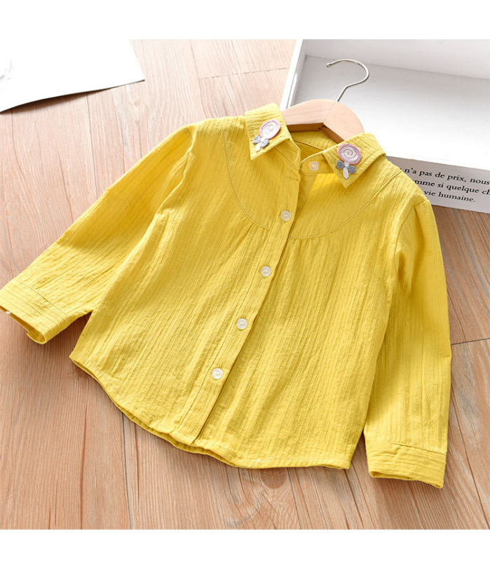 Πουκάμισα για κορίτσια 2025 Νέα Παιδικά Πουκάμισα με Γλειφιτζούρια από Βαμβάκι σε Κορεάτικο Στυλ, Μοντέρνα Πουκάμισα Babydoll σε Πρεπύπ Στυλ