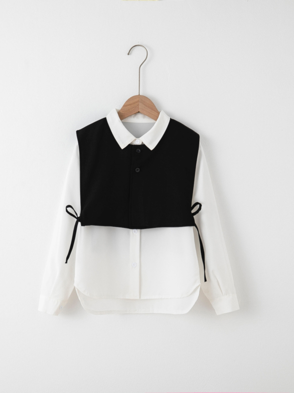 Παιδικά Ρούχα 2025 Φθινόπωρο Νέο Κοριτσίστικο Πουκάμισο με Μακρυμάνικο Παιδικό Γιλέκο Βρεφικό Κομψό Μοντέρνο Μπλούζα Βάσης