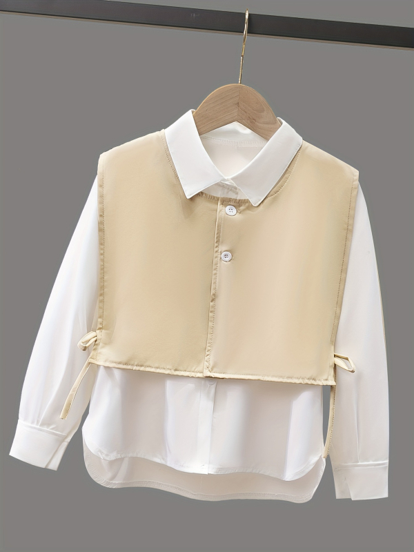 Παιδικά Ρούχα 2025 Φθινόπωρο Νέο Κοριτσίστικο Πουκάμισο με Μακρυμάνικο Παιδικό Γιλέκο Βρεφικό Κομψό Μοντέρνο Μπλούζα Βάσης