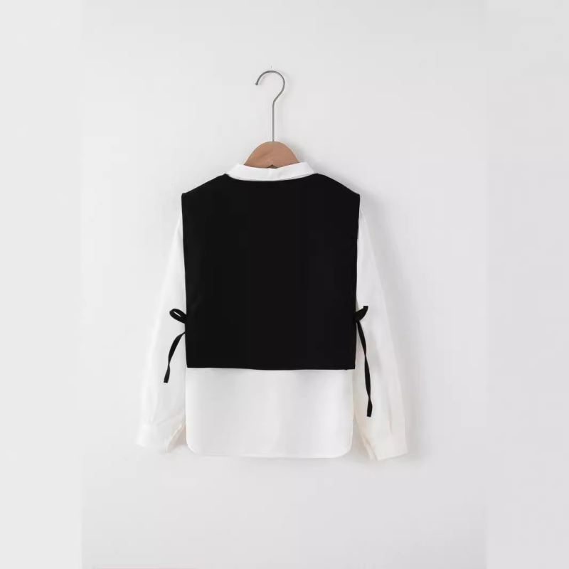 Παιδικά Ρούχα 2025 Φθινόπωρο Νέο Κοριτσίστικο Πουκάμισο με Μακρυμάνικο Παιδικό Γιλέκο Βρεφικό Κομψό Μοντέρνο Μπλούζα Βάσης