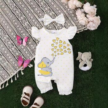 Διασυνοριακό Ηλεκτρονικό Εμπόριο Ins 2024 Δημοφιλές Ολόσωμο Φόρμα με Στάμπα Ελέφαντα σε Καρδιά για Κορίτσια + Μαντήλι για το Κεφαλάρι Ευέλικτο