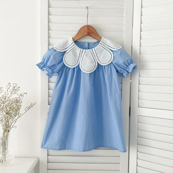 Νέα καλοκαιρινά ρούχα για μωρά Φόρεμα για κορίτσια Κοντό μανίκι Γυναικεία τσάντα με πέταλα γιακά Ρούχα για χοντρά ρούχα Φόρεμα για αδερφές Καλοκαιρινό φόρεμα