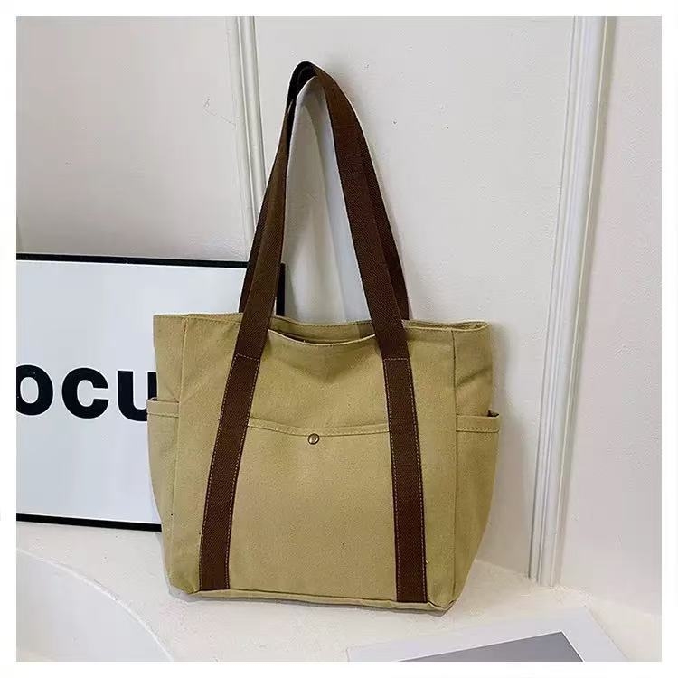 Чанта от плат с голям капацитет за работа и излизания, добре изглеждащо работно облекло, многофункционална литературна и артистична студентска чанта, чанта за през рамо