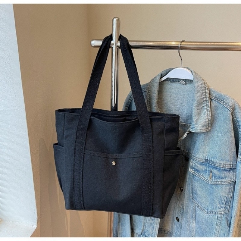 Чанта от плат с голям капацитет за работа и излизания, добре изглеждащо работно облекло, многофункционална литературна и артистична студентска чанта, чанта за през рамо