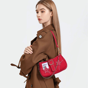 2024. aasta uus poolkuu kott, kuum tüdrukute viieharuline täht, teksariidest kaenlaalused kotid, nišš, ameerika inglise keele plakatikujuline ketiga kott naistele