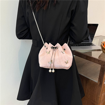 Γυναικεία τσάντα με πλισέ σχέδιο και φιόγκο, καλοκαιρινή, όμορφη και απλή, σε ασορτί γραμμή, με σχέδιο crossbody