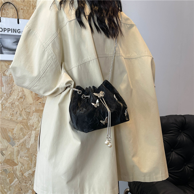 Γυναικεία τσάντα με πλισέ σχέδιο και φιόγκο, καλοκαιρινή, όμορφη και απλή, σε ασορτί γραμμή, με σχέδιο crossbody