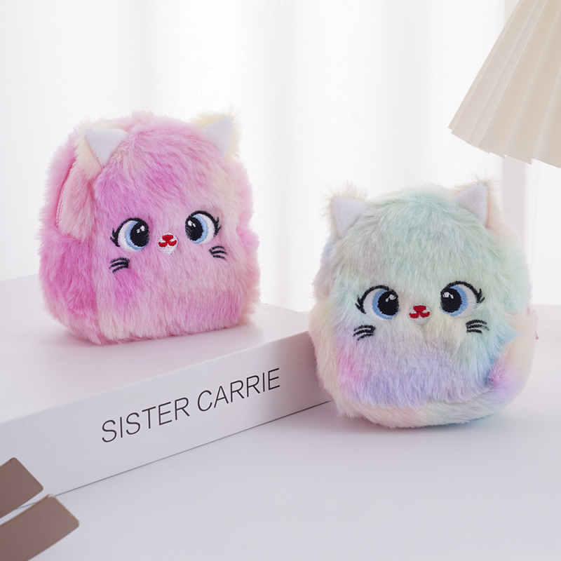 Pārrobežu multfilmas stila jaukas meitenes sirds formas plīša monētu maka mini maciņš korejiešu stila svaigu austiņu atslēgu maciņš