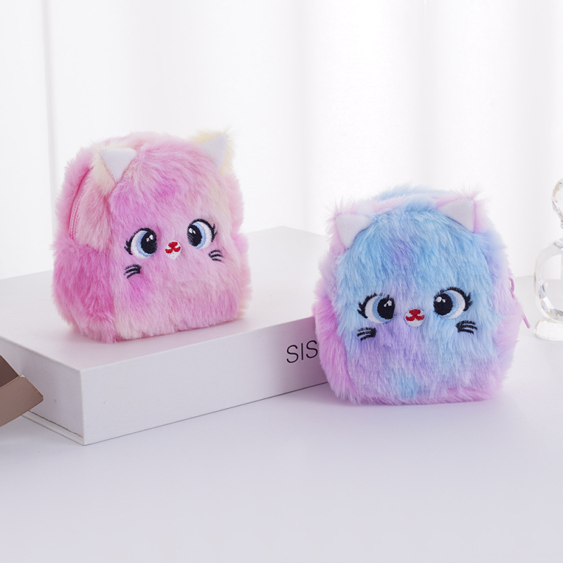 Pārrobežu multfilmas stila jaukas meitenes sirds formas plīša monētu maka mini maciņš korejiešu stila svaigu austiņu atslēgu maciņš