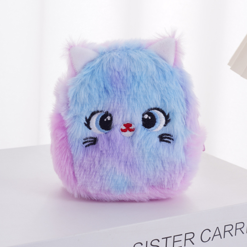 Pārrobežu multfilmas stila jaukas meitenes sirds formas plīša monētu maka mini maciņš korejiešu stila svaigu austiņu atslēgu maciņš