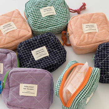 Piiriülene klassikaline ruuduline tädi rätikukott, väärtuslik reisikott, kaasaskantav kolmemõõtmeline, lihtne kontrastvärvi hoiukott, mündikott