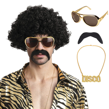 Χίπικο vintage Halloween καρναβάλι χίπικο πάρτι περούκα πολυτελείας γυαλιά κολιέ γενειάδα κοστούμι