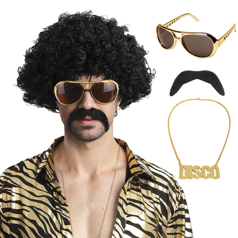 Χίπικο vintage Halloween καρναβάλι χίπικο πάρτι περούκα πολυτελείας γυαλιά κολιέ γενειάδα κοστούμι