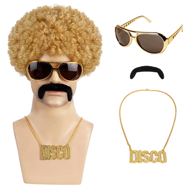 Χίπικο vintage Halloween καρναβάλι χίπικο πάρτι περούκα πολυτελείας γυαλιά κολιέ γενειάδα κοστούμι