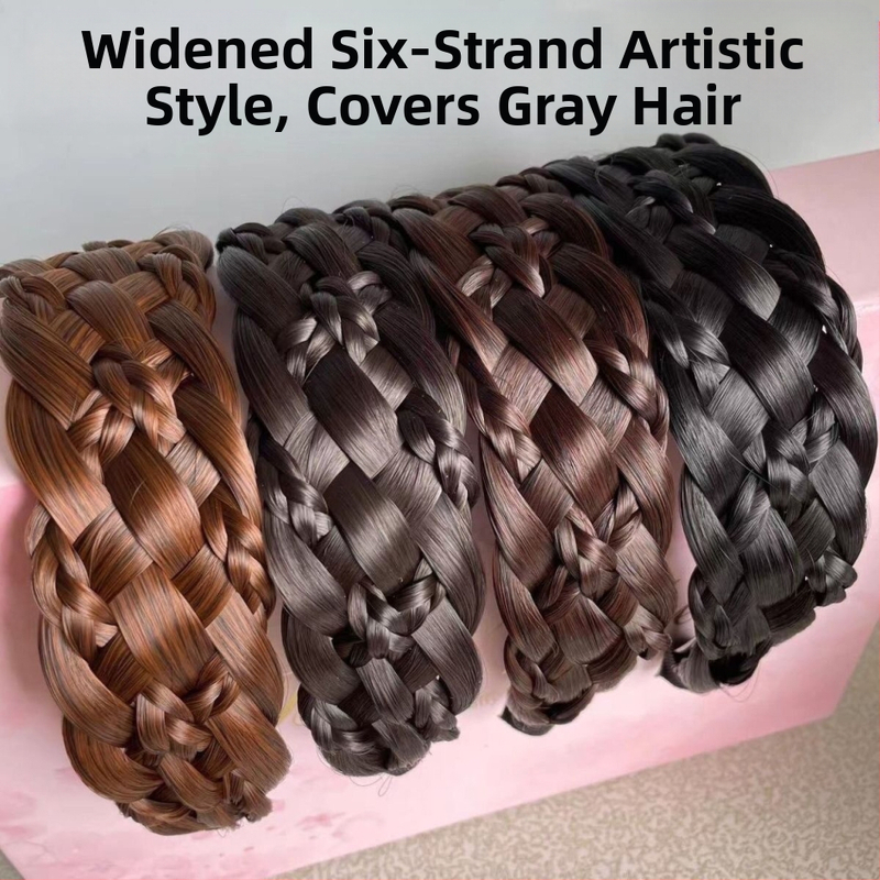 Нова разширена лента за глава за перука, удебелена лента за глава с шест нишки, усукана плитка, дамска лента за глава с една част, аксесоари за коса с плитка тип „рибена кост“