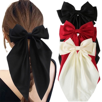 Εξωτερικό Εμπόριο Ειδικό Μακρύ Σατέν Κορδέλα Φουρκέτας με Κλιπ Άνοιξης, Μεγάλο Μονόχρωμο, Πίσω Κεφαλή, Γυναικεία Κοσμήματα Φουρκέτας