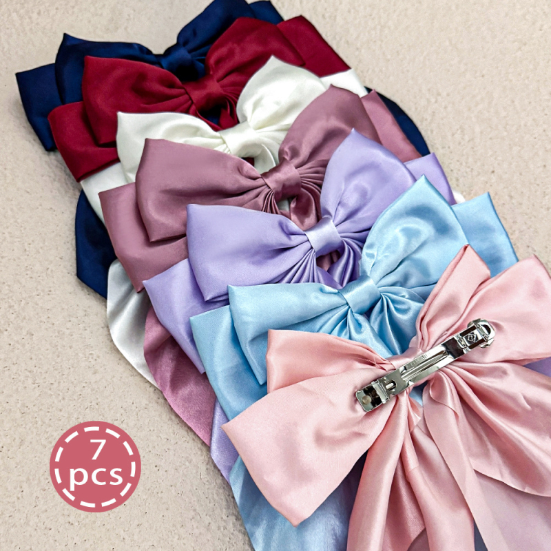 Comerț exterior special lung satin fundă panglică agrafă primăvară clip supradimensionat culoare solidă spate cap agrafă bijuterii pentru femei