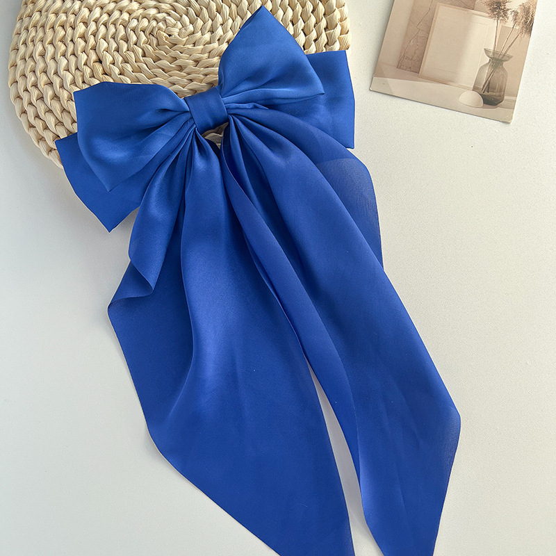 Comerț exterior special lung satin fundă panglică agrafă primăvară clip supradimensionat culoare solidă spate cap agrafă bijuterii pentru femei