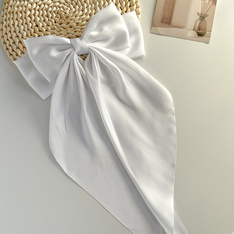 Comerț exterior special lung satin fundă panglică agrafă primăvară clip supradimensionat culoare solidă spate cap agrafă bijuterii pentru femei