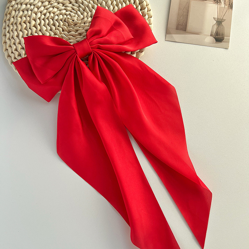 Comerț exterior special lung satin fundă panglică agrafă primăvară clip supradimensionat culoare solidă spate cap agrafă bijuterii pentru femei