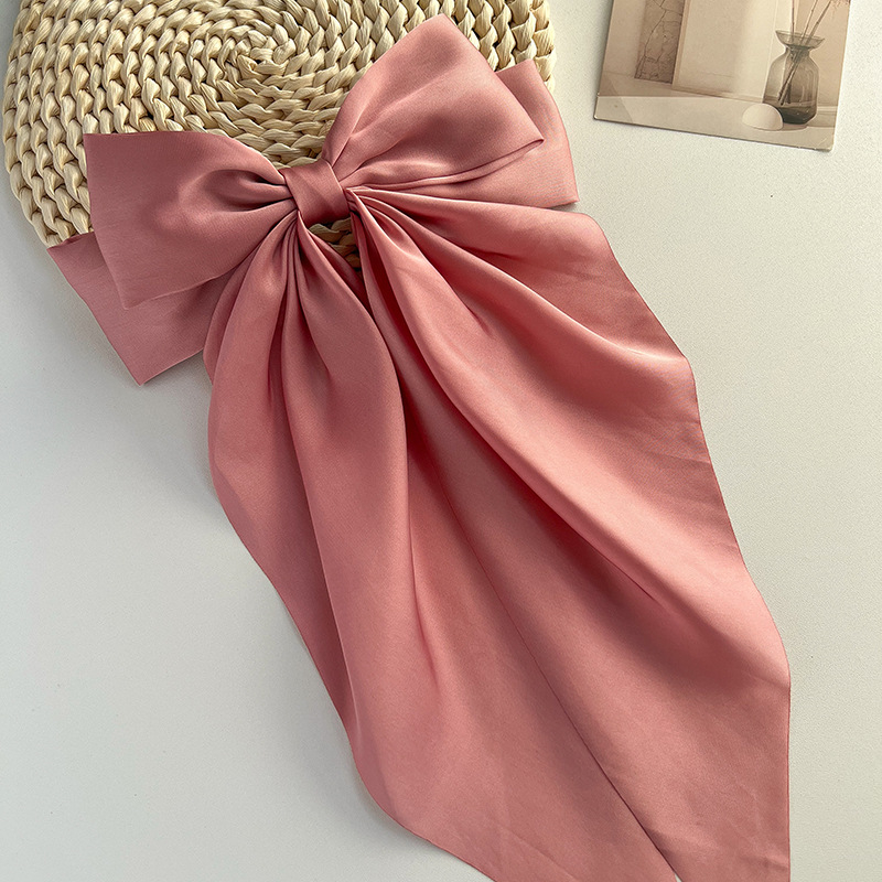 Comerț exterior special lung satin fundă panglică agrafă primăvară clip supradimensionat culoare solidă spate cap agrafă bijuterii pentru femei