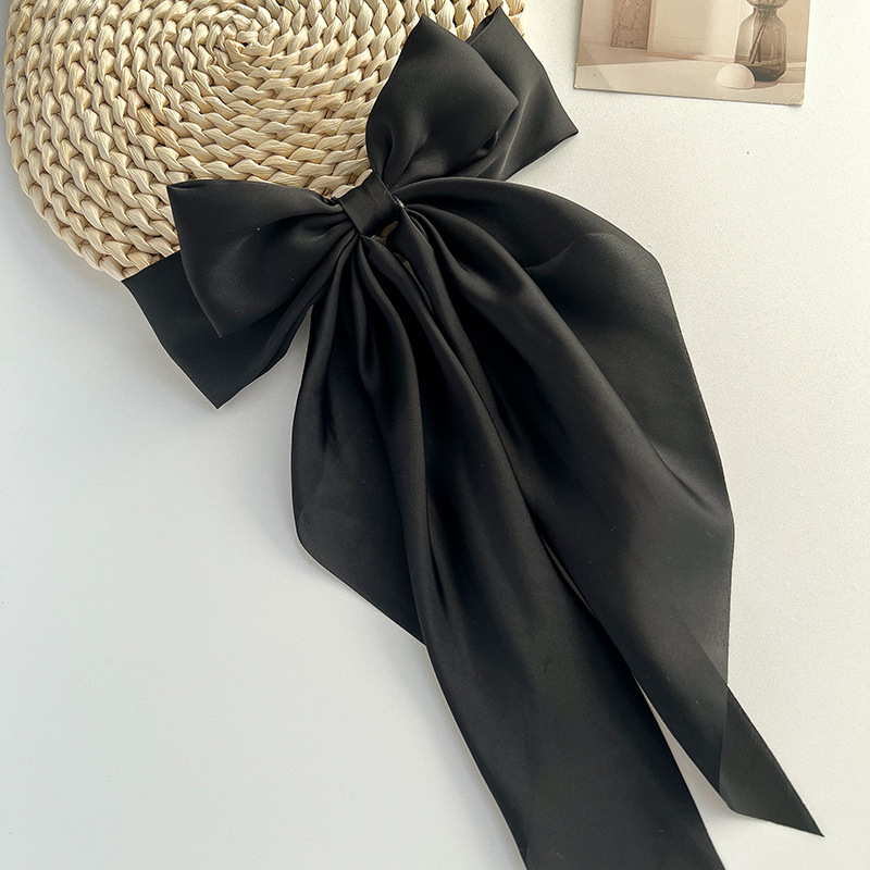 Comerț exterior special lung satin fundă panglică agrafă primăvară clip supradimensionat culoare solidă spate cap agrafă bijuterii pentru femei