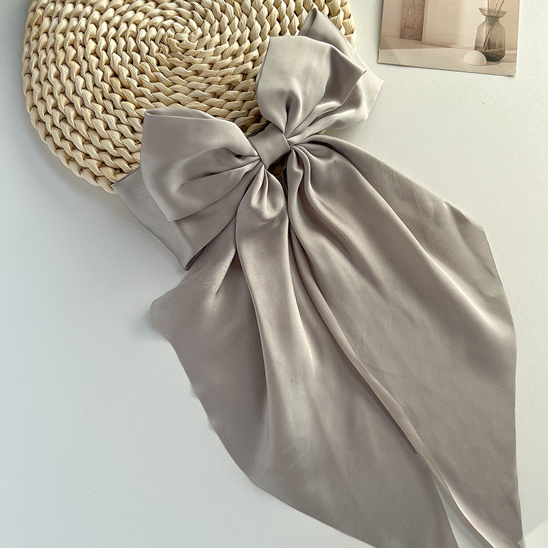 Comerț exterior special lung satin fundă panglică agrafă primăvară clip supradimensionat culoare solidă spate cap agrafă bijuterii pentru femei