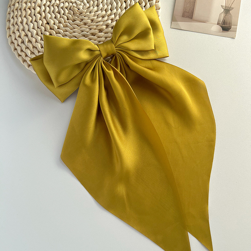 Comerț exterior special lung satin fundă panglică agrafă primăvară clip supradimensionat culoare solidă spate cap agrafă bijuterii pentru femei