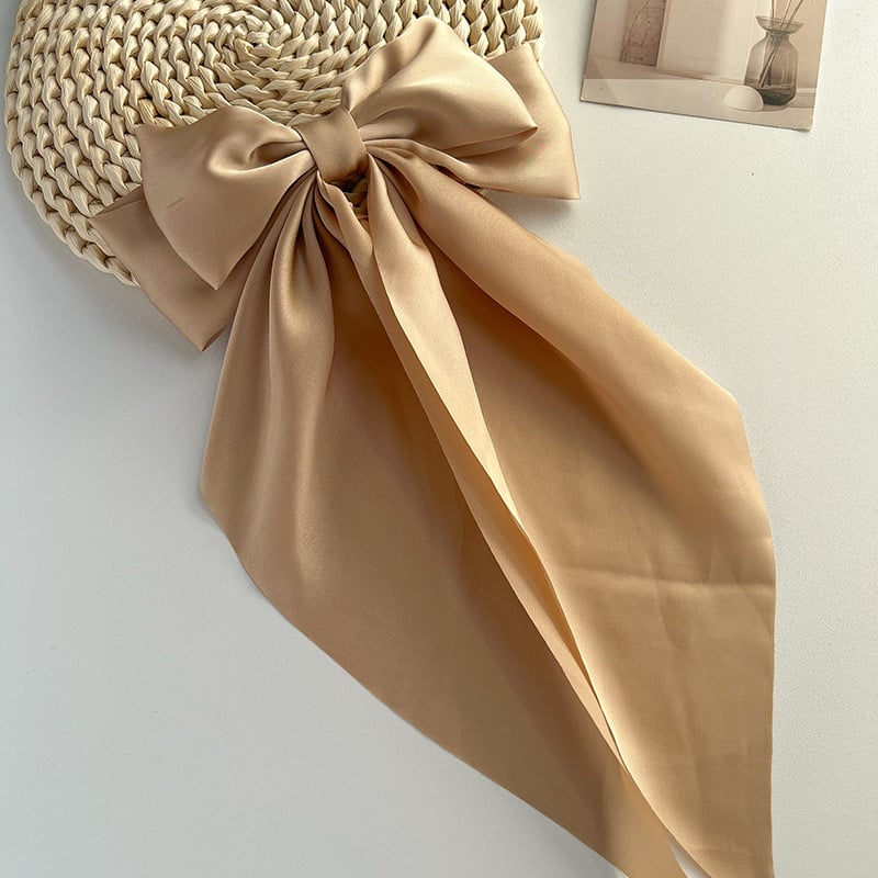 Comerț exterior special lung satin fundă panglică agrafă primăvară clip supradimensionat culoare solidă spate cap agrafă bijuterii pentru femei