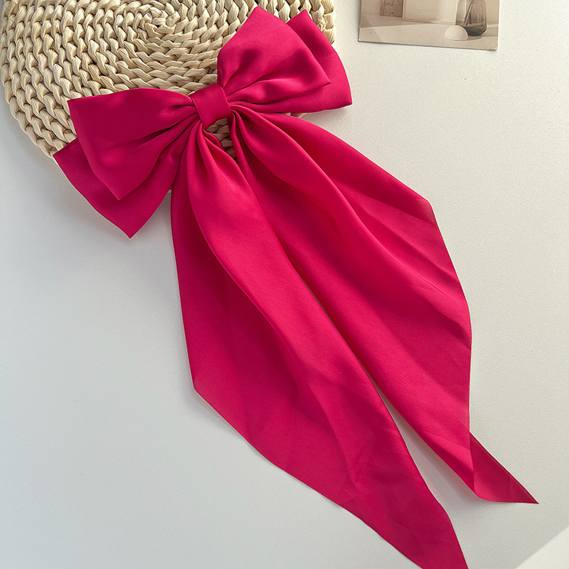 Comerț exterior special lung satin fundă panglică agrafă primăvară clip supradimensionat culoare solidă spate cap agrafă bijuterii pentru femei