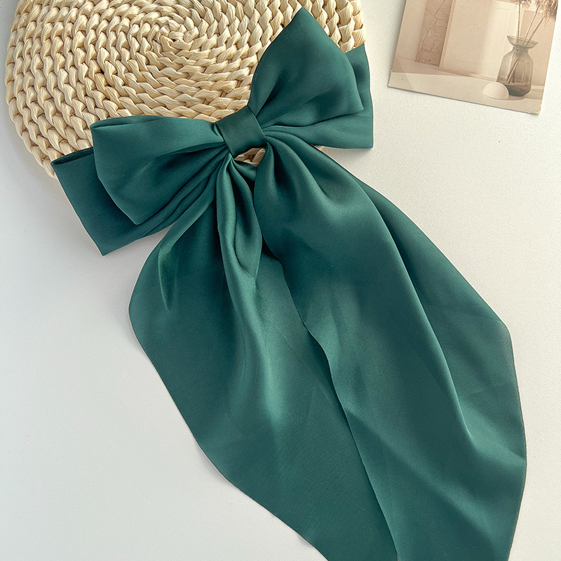Comerț exterior special lung satin fundă panglică agrafă primăvară clip supradimensionat culoare solidă spate cap agrafă bijuterii pentru femei