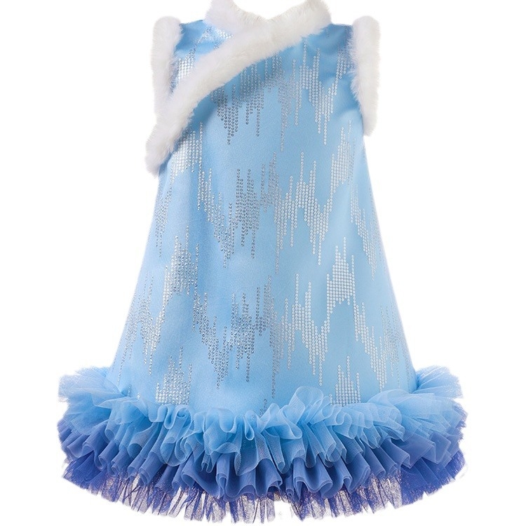 Pārrobežu meiteņu princeses Aisha kleita Eiropas un Amerikas Ins Aisha kleita Bērnu kleitas Apmetnis Rudens un ziemas vilnas oderējums