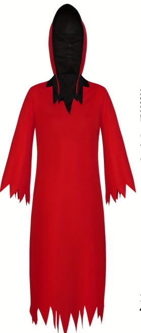 Laste müsteerium-õudus-surmakleit Halloweeni mängukostüüm lahedate punaste silmadega sirbiga