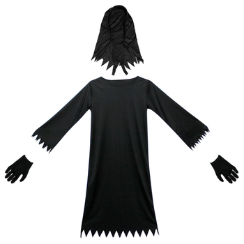 Laste müsteerium-õudus-surmakleit Halloweeni mängukostüüm lahedate punaste silmadega sirbiga