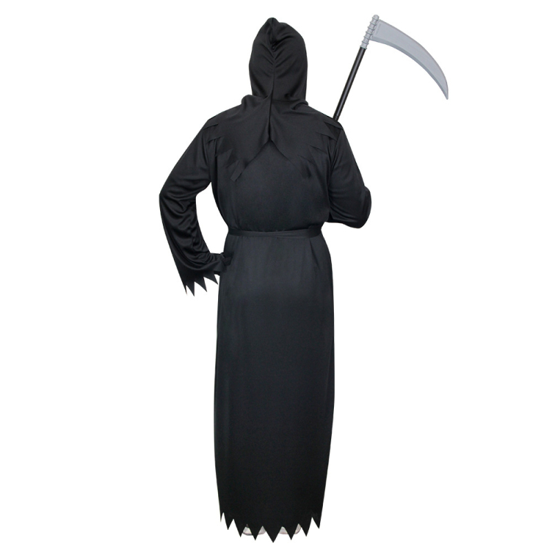 Laste müsteerium-õudus-surmakleit Halloweeni mängukostüüm lahedate punaste silmadega sirbiga