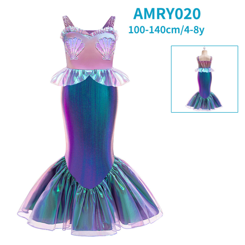 Európske a americké nové dievčenské šaty s morskou pannou pre dievčatá Cosplay s rybím chvostom a sukňou pre princeznú, sviatočný kostým