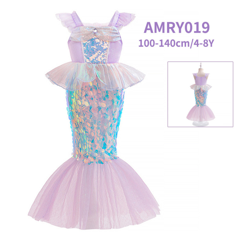 Európske a americké nové dievčenské šaty s morskou pannou pre dievčatá Cosplay s rybím chvostom a sukňou pre princeznú, sviatočný kostým