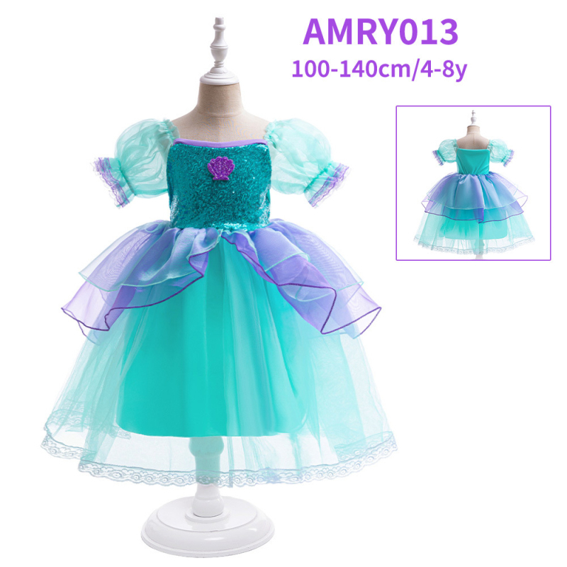 Európske a americké nové dievčenské šaty s morskou pannou pre dievčatá Cosplay s rybím chvostom a sukňou pre princeznú, sviatočný kostým