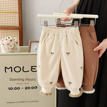 Παιδικό παντελόνι με επένδυση φλις για κορίτσια, φθινοπωρινό και χειμερινό, δυτικό στιλ, casual, χειμερινό, παιδικό παντελόνι με χοντρό μπατζάκι, casual εξωτερική ένδυση