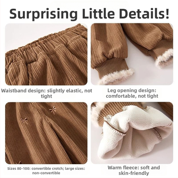 Παιδικό παντελόνι με επένδυση φλις για κορίτσια, φθινοπωρινό και χειμερινό, δυτικό στιλ, casual, χειμερινό, παιδικό παντελόνι με χοντρό μπατζάκι, casual εξωτερική ένδυση
