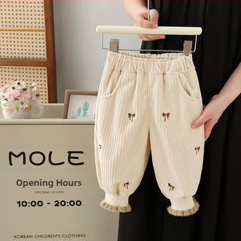 Παιδικό παντελόνι με επένδυση φλις για κορίτσια, φθινοπωρινό και χειμερινό, δυτικό στιλ, casual, χειμερινό, παιδικό παντελόνι με χοντρό μπατζάκι, casual εξωτερική ένδυση