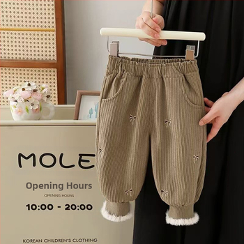 Παιδικό παντελόνι με επένδυση φλις για κορίτσια, φθινοπωρινό και χειμερινό, δυτικό στιλ, casual, χειμερινό, παιδικό παντελόνι με χοντρό μπατζάκι, casual εξωτερική ένδυση