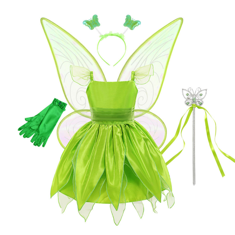 Rochie de Crăciun verde cu zână minunată pentru copii, Clopoțel, Aisha