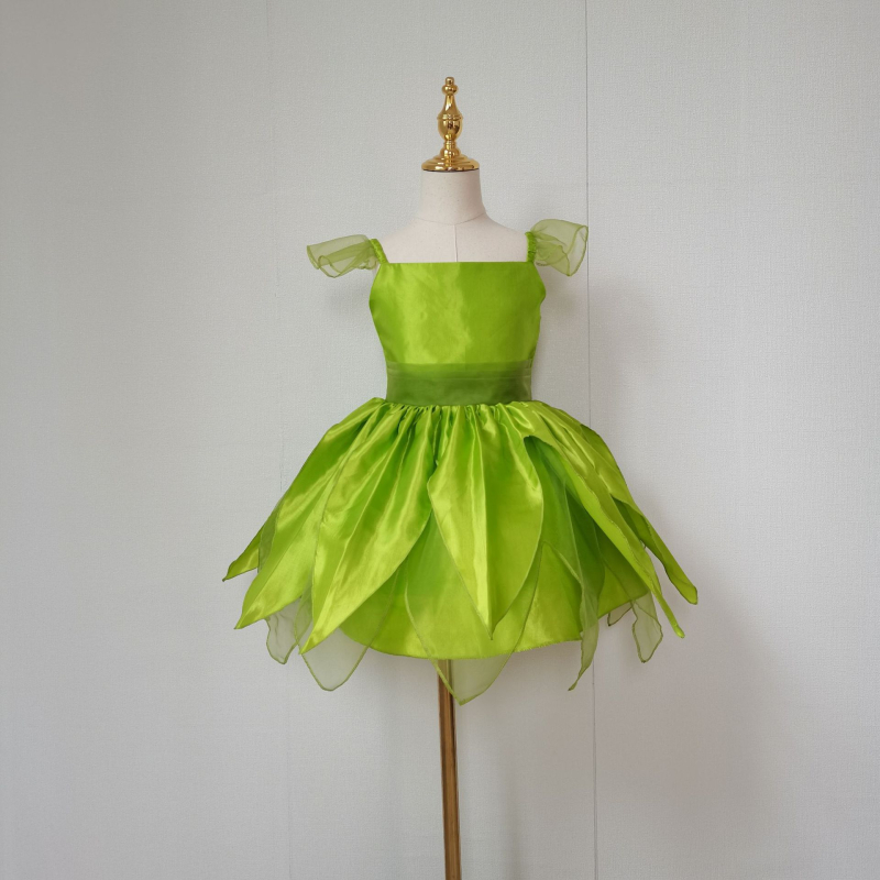 Rochie de Crăciun verde cu zână minunată pentru copii, Clopoțel, Aisha